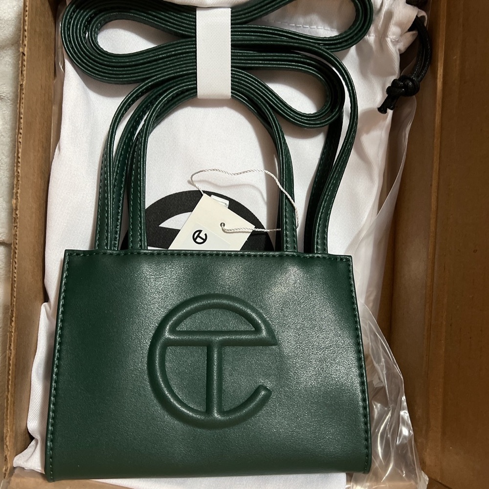 Telfar small dark olive shopping bag